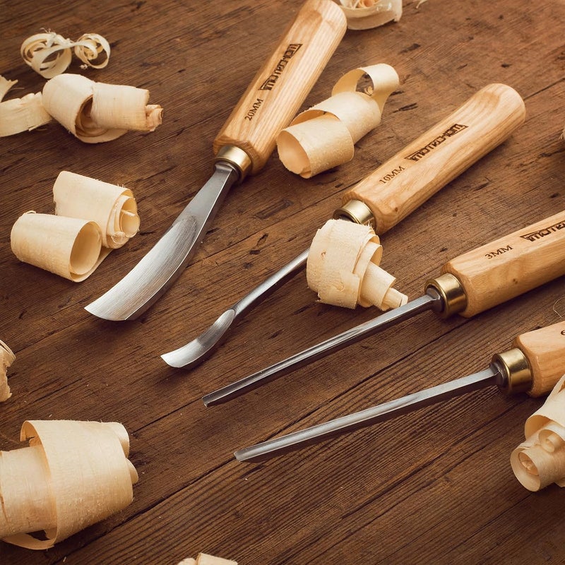 IMOTECHOM 12-Pieces Woodworking Wood Carving Tools Chisel Set with Canvas Bag, Razor Sharp CR-V 60 Steel Blades - Image 5